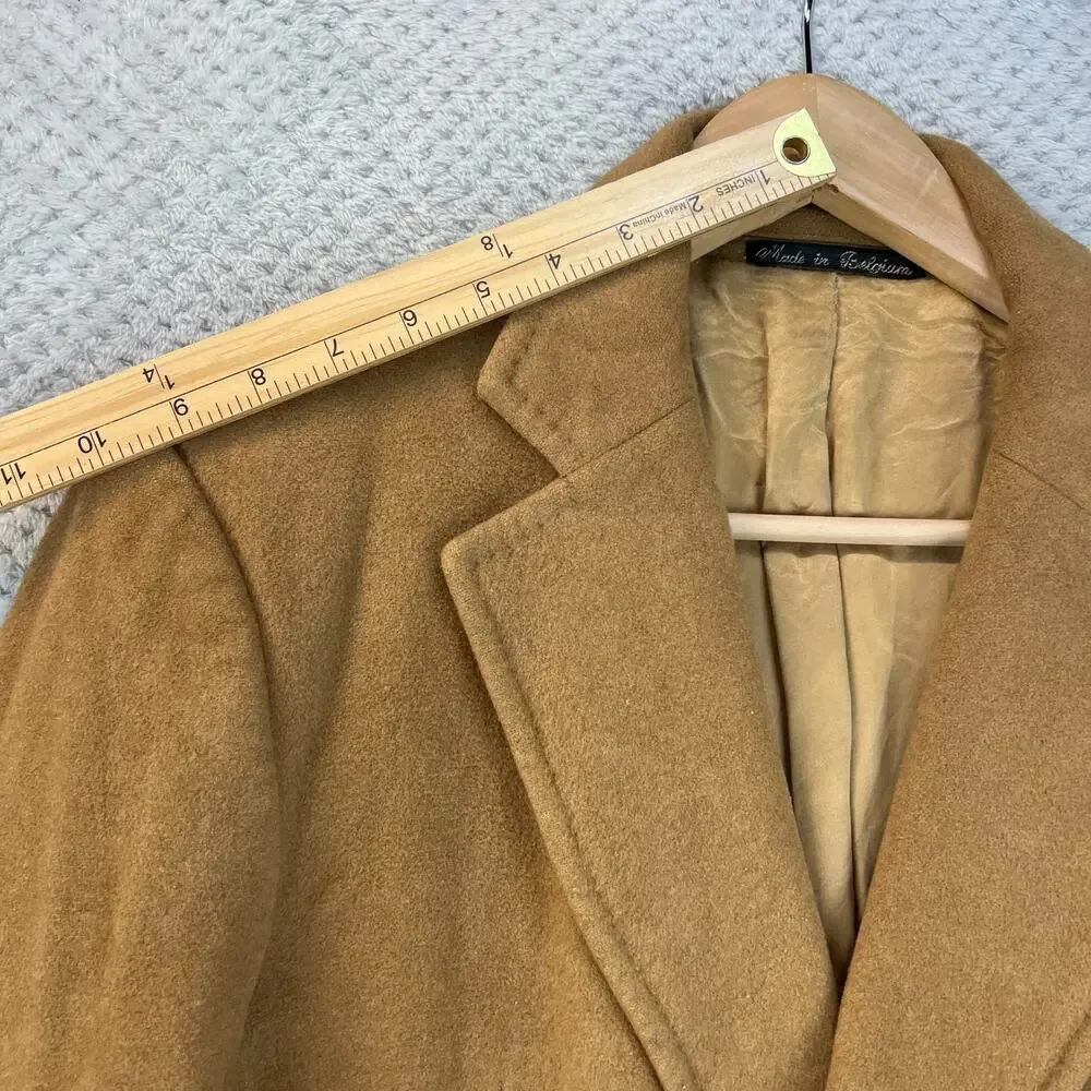 Rare Van Gils Mens Cashmere Coat Vintage Camel Tan 3 Button Overcoat Sz 36-38
